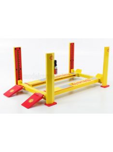   Greenlight - ACCESSORIES SHELL GARAGE SET OFFICINA - PONTE SOLLEVATORE AUTO - FOUR POST LIFT YELLOW RED