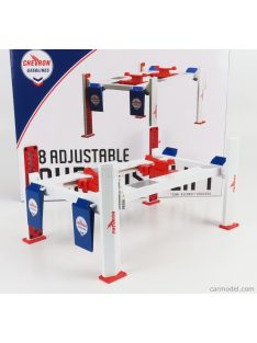   Greenlight - Accessories Chevron Garage Set Officina - Ponte Sollevatore Auto - Four Post Lift White Red Blue