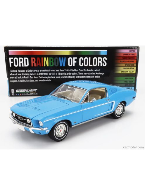 Greenlight - Ford Usa Mustang Fastback Coupe 1968 - Ford Rainbow Of Colors Sierra Blue