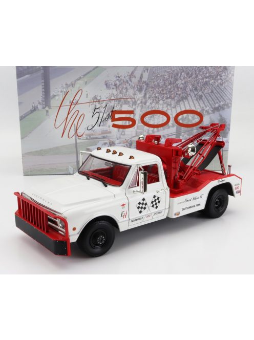 Greenlight - CHEVROLET C-30 TRUCK PICK-UP DUALLY WRECKER 1967 - CARRO ATTREZZI - OFFICIAL COURTESY TRUCK 51st 500 MILE RACE INDIANAPOLIS CREAM RED