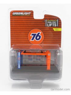   Greenlight - Accessories Union 76 Garage Set Officina - Ponte Sollevatore Auto - Four Post Lift Orange Blue