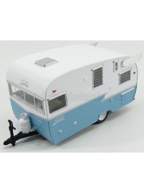 Greenlight - TRAILER SHASTA AIRFLYTE 15 ROULOTTE 1961 LIGHT BLUE WHITE