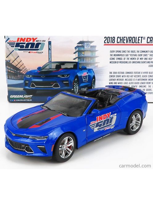 Greenlight - Chevrolet Camaro Ss Spider Offical Pace Car 102Th Indianapolis 500 Mile Race 2018 Blue Met