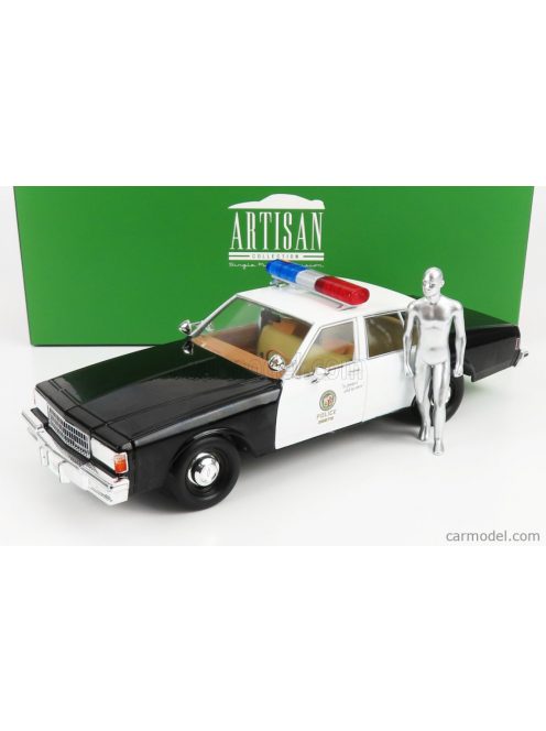 Greenlight - Chevrolet Caprice Metropolitan Police 1987 - Terminator 2 Movie 1991 - The Judgment Day - Il Giorno Del Giudizio - With T-1000 Liquid Metal Android Figure Black White