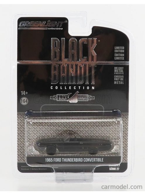 Greenlight - Ford Usa Thunderbird Cabriolet 1965 - Black Bandit Matt Black