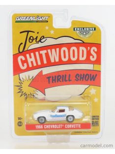   Greenlight - Chevrolet Corvette Coupe 1966 - Chitwood'S Thrill Show White Ligth Blue