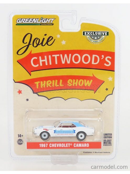 Greenlight - Chevrolet Camaro Coupe 1967 - Chitwood'S Thrill Show White Ligth Blue