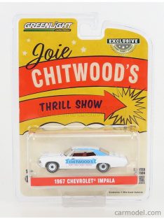   Greenlight - Chevrolet Impala Coupe 1967 - Chitwood'S Thrill Show White Ligth Blue