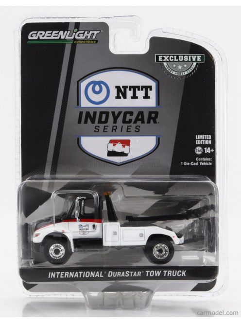 Greenlight - International Durastar 4400 Truck Carro Attrezzi Ntt Indycar Series - Wrecker Road Service 2023 White Black