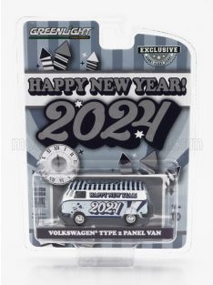   Greenlight - VOLKSWAGEN T2 PANEL VAN 1962 - HAPPY NEW YEAR 2024 LIGHT BLUE WHITE