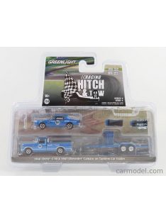   Greenlight - Chevrolet C-10 Pick-Up 1968 With Trailer + Camaro Coupe N 56 Race Version 1967 Blue Met