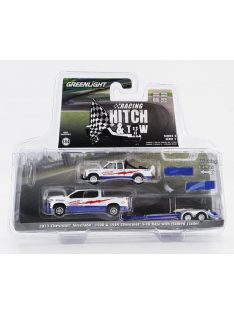   Greenlight - CHEVROLET SILVERADO 1500 PICK-UP 2023 WITH TRAILER + S-10 PICK-UP BAJA 1989 WHITE RED BLUE