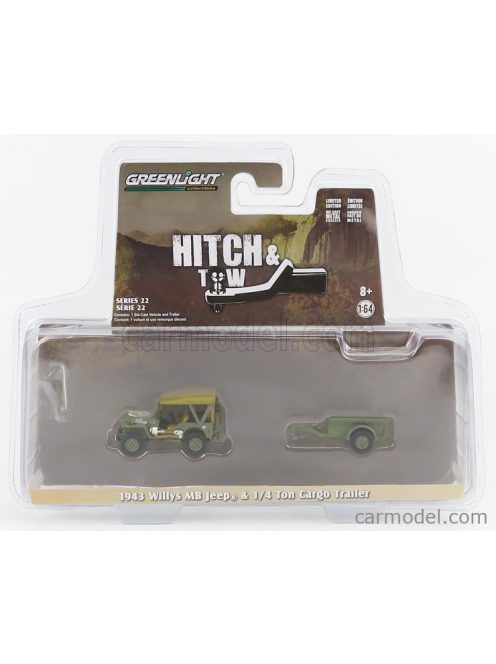 Greenlight - Jeep Willys Mb With 1/4 Ton Cargo Trailer 1943 Military Green