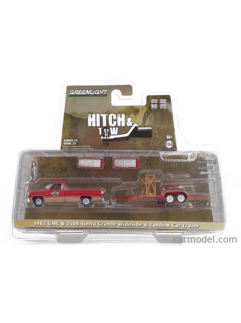 Greenlight - Gmc K-2500 Pick-Up With Trailer Car Transporter 1982 Red