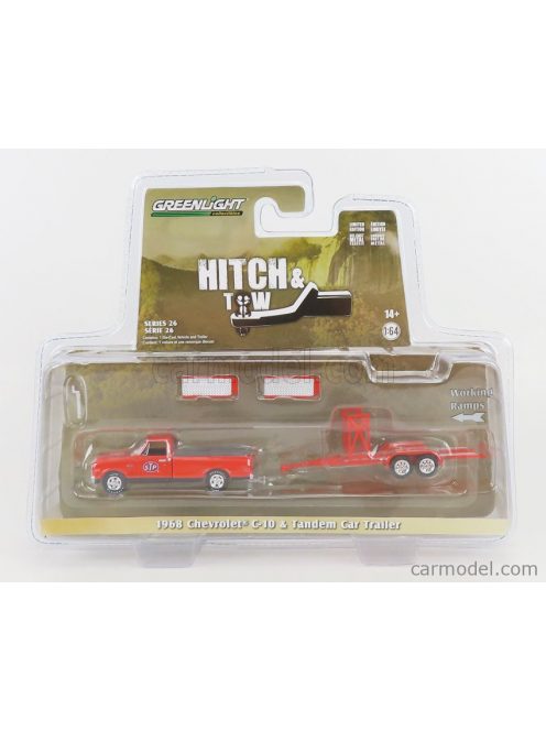 Greenlight - Chevrolet C-10 Pick-Up With Stp Trailer 1968 Red