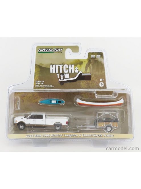 Greenlight - Dodge Ram 2500 Pick-Up With Trailer + Kayak 2022 White Gold