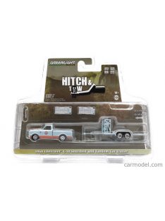   Greenlight - Chevrolet C-10 Pick-Up Gulf 1968 With Trailer Car Transporter Light Blue Orange