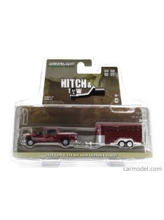   Greenlight - Ford Usa F-150 Xlt Pick-Up 2019 With Livestock Trailer Red Silver