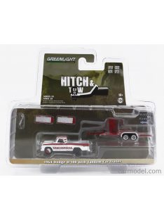   Greenlight - Dodge D-100 Pick-Up Ramchargers 1964 With Trailer Car Transporter White Red