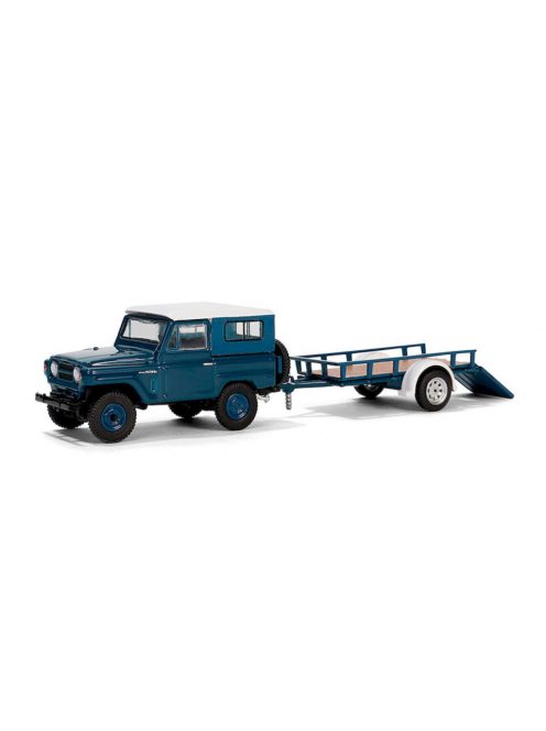 Greenlight - 1:64 1961 Nissan Patrol Hard Top with Utility Trailer – Blue & White Solid Pack - Hitch & Tow Series 31 - GreenLight