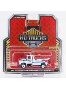   Greenlight - INTERNATIONAL DURASTAR 4400 TOW TRUCK CARRO ATTREZZI NYPD - WRECKER ROAD SERVICE 2019 WHITE BLUE