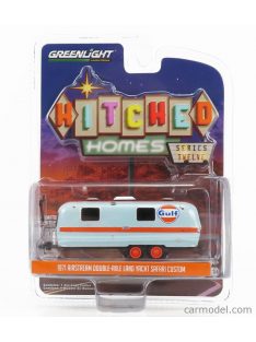   Greenlight - Trailer Airstream Land Yacht Safari 2-Assi Gulf Oil Roulotte 1972 Light Blue Orange