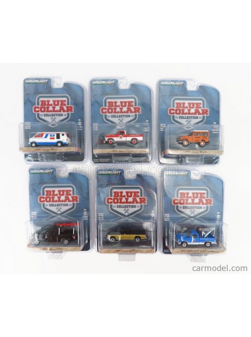 Greenlight - Jeep Set Assortment 6 Pieces - Dj-5 1975 - Chevrolet C-20 Pick-Up 1983 - S-10 Pick-Up 1990 - Dodge B100 Van 1976 - Ford Usa F-250 Pick-Up 1968 - F-150 Pick-Up 2017 - Blue Collar Various