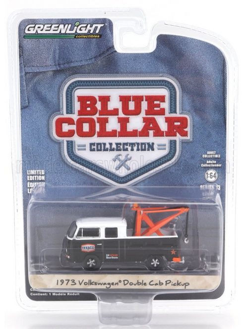 Greenlight - VOLKSWAGEN T1 TYPE 2 PICK-UP DOUBLE CABINE TEXACO 24h ROAD SERVICE WRECKER 1973 BLACK WHITE