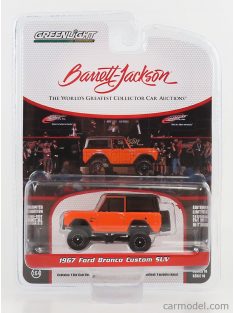   Greenlight - Ford Usa Bronco Custom Suv 1967 - Barrett Jackson Orange Black