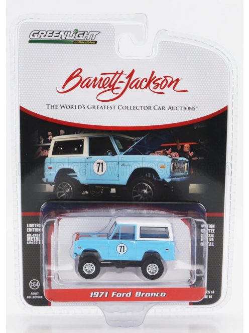 Greenlight - FORD USA BRONCO CUSTOM N 71 SUV 1971 LIGTH BLUE WHITE