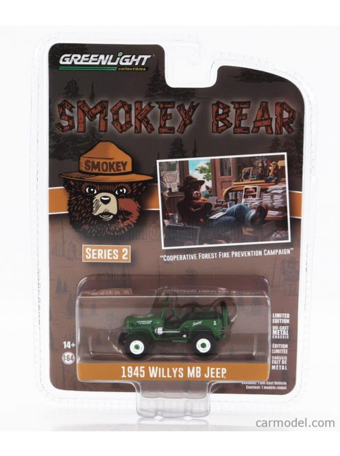 Greenlight - Jeep Willys Mb Open 1945 - Smokey Bear Green