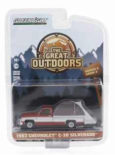   Greenlight - CHEVROLET C-20 PICK-UP SILVERADO CAMPER 1983 RED SILVER