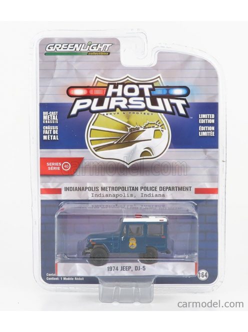 Greenlight - Jeep Dj-5 Indiana Police 1974 Blue White