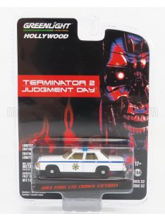   Greenlight - FORD USA CROWN VICTORIA LTD POLICE 1983 - TERMINATOR 2 MOVIE 1991 - THE JUDGMENT DAY - IL GIORNO DEL GIUDIZIO LIGHT BLUE WOOD