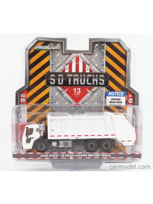 Greenlight - Mack Lr Rear Refuse Truck Cassone Ribaltabile 3-Assi 2020 - Trasporto Rifiuti White