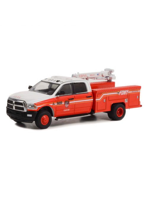 GREENLIGHT - Dually Drivers Series 10 - 2018 Ram 3500 Dually Crane Truck - FDNY (The Official Fire Department City of New York) Plant Ops Solid Pack