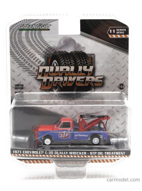 Greenlight - Chevrolet C-30 Pick-Up Stp Oil Treatment Carro Attrezzi - Wrecker Road Service 1971 Blue Red