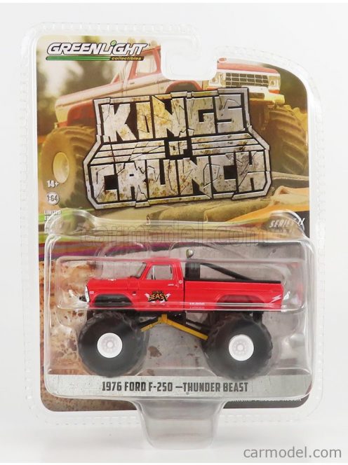 Greenlight - Ford Usa F-250 Pick-Up Bigfoot Monster Truck Thunder Beast 1976 Red