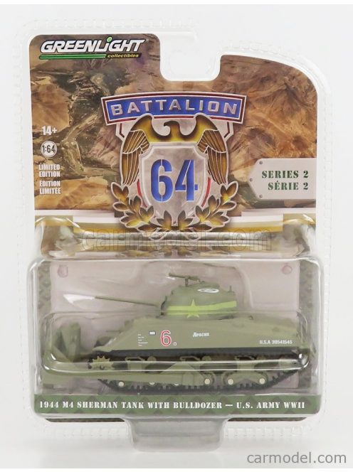 Greenlight - Tank M4 Sherman Usa Army World War Ii With Bulldozer 1944 Military Sand