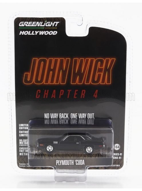 Greenlight - PLYMOUTH CUDA COUPE 1971 - JOHN WICK CHAPTER 4 MOVIE 2023 BLACK