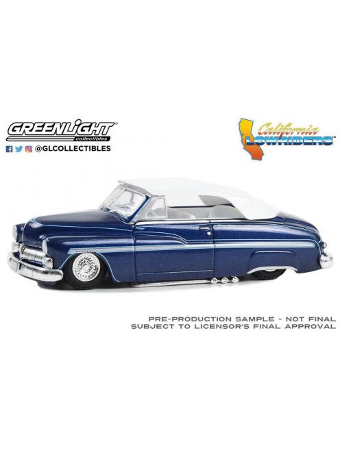 Greenlight - 1:64 Mercury Eight Chopped Top Convertible 1950 - Dark Blue Metallic with Light Blue Pinstripes and White Top - California Lowriders Series 4 - GREENLIGHT