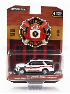   Greenlight - CHEVROLET TAHOE MASTIC BEACH FIRE ENGINE 2021 WHITE RED