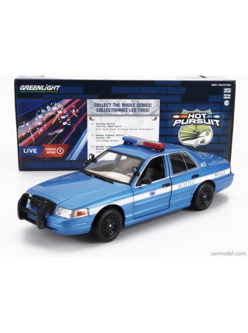 Greenlight - Ford Usa Crown Victoria Police Interceptor Seattle 2001 Blue White