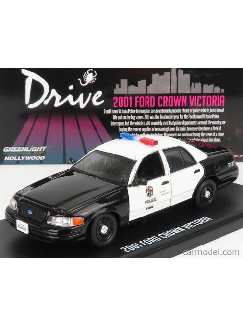 Greenlight - Ford Usa Crown Victoria Police Interceptor Los Angeles Department 2001 - Drive Black White