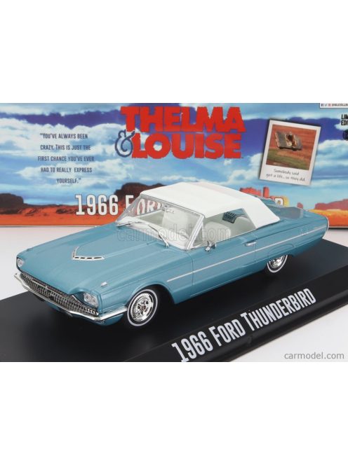 Greenlight - Ford Usa Thunderbird Cabriolet Closed 1966 - Thelma & Louise Light Blue Met White