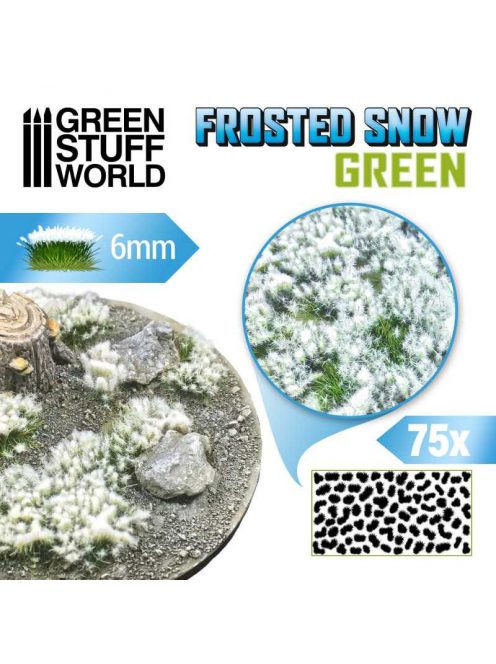 Green Stuff World - Shrubs TUFTS - 6mm self-adhesive - FROSTED SNOW - GREEN (75 pcs.)