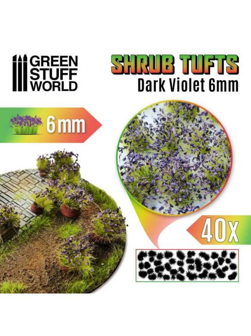 Green Stuff World - Shrubs TUFTS - 6mm self-adhesive - DARK VIOLET (40 pcs.)