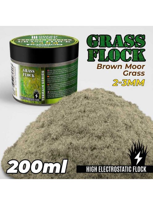 Green Stuff World - Static Grass Flock 2-3mm - Brown Moor Grass - 200 ml