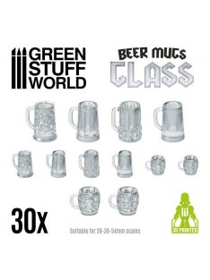   Green Stuff World - 3D Printed set - Beer Mugs - Glass - 30 pcs