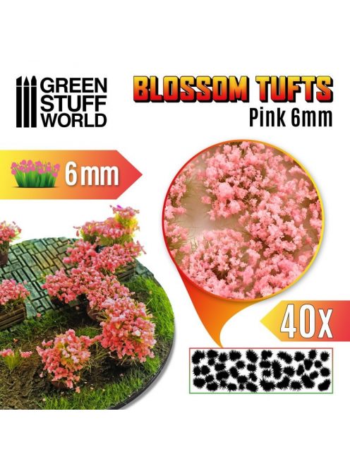 Green Stuff World - Blossom TUFTS - 6mm self-adhesive - PINK (40 pcs.)